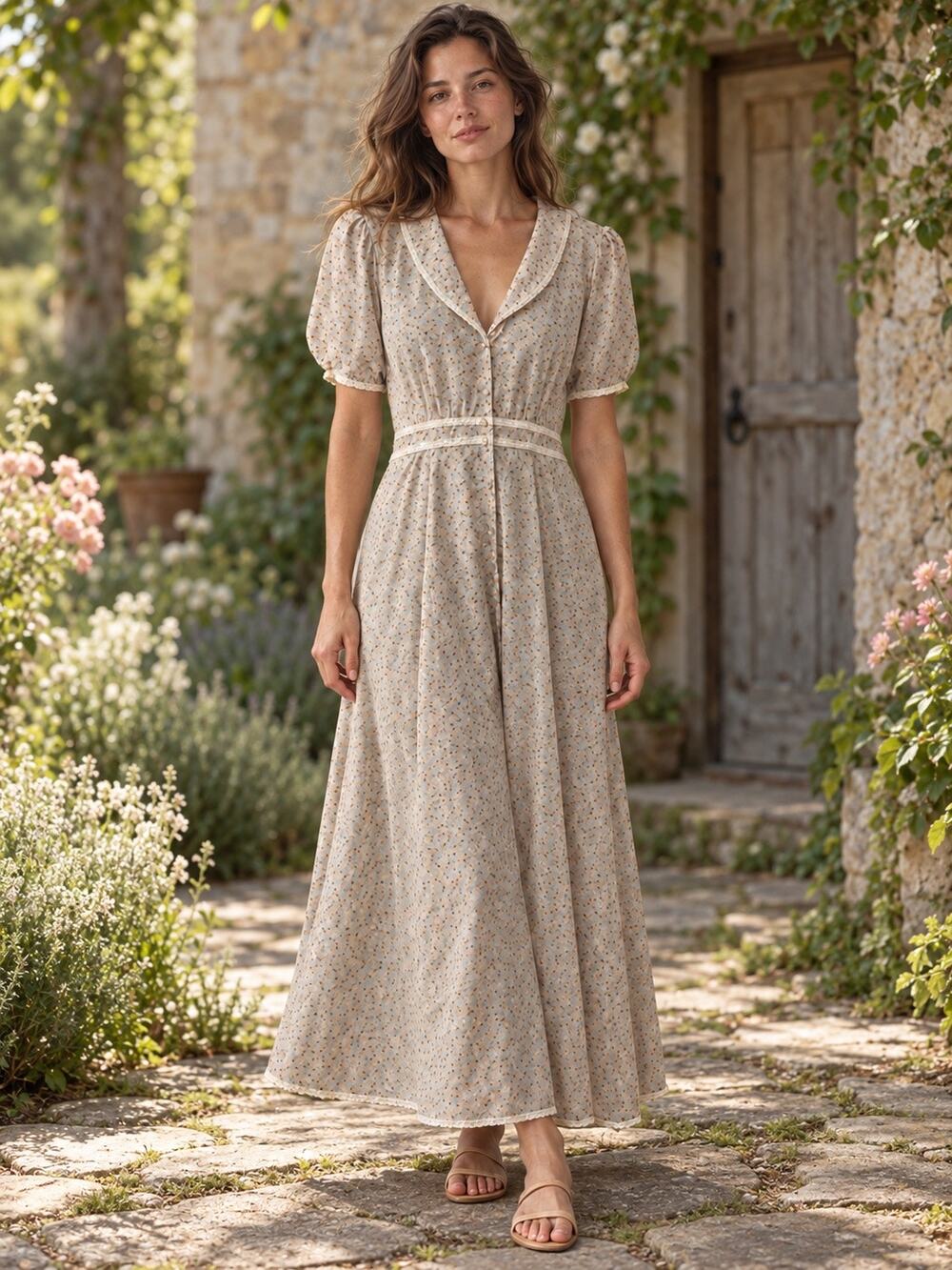 Christy Dawn Dove Shirt Dress in Lace Chamomile Sky Organic Cotton Size Large